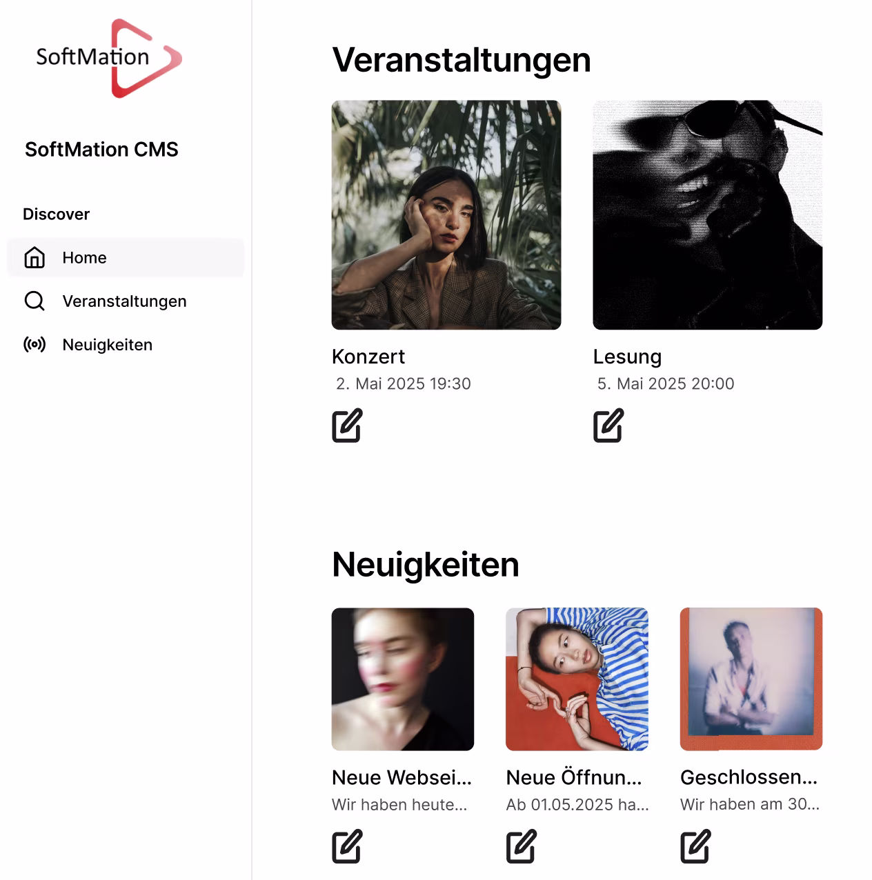 CMS interface - intuitive and easy to use
